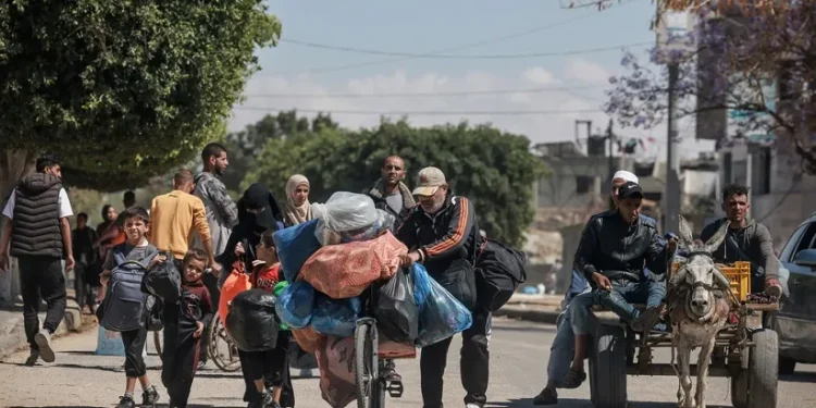 Um grupo de palestinos deslocados espera pela distribuição de água de MSF na área de Tal Al-Sultan, na cidade de Rafah, sul de Gaza. Janeiro de 2024. © MSF Um grupo de palestinos deslocados espera pela distribuição de água de MSF na área de Tal Al-Sultan, na cidade de Rafah, sul de Gaza. Janeiro de 2024. © MSF
