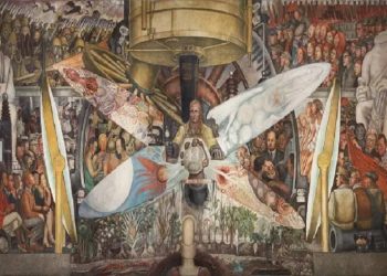 'El hombre controlador del universo' (1934), de Diego Rivera, copia alterada del mural destruido por Rockefeller, en el Palacio de Bellas Artes de México. BANCO DE MÉXICO DIEGO RIVERA FRIDA KAHLO MUSEUMS TRUST / ARTISTS RIGHTS SOCIETY (ARS)