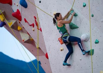 Innsbruck (AUT), 13 June 2023: DIAS Marina Of Brasil competes in the women's Lead final during the 2023 IFSC Paraclimbing World Cup in Innsbruck (AUT).