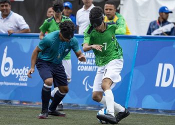 Futebol de Cegos - Brasil X Argentina - Jogos Parapanamericanos de Jovens Bogotá 2023, no Estadio Compensar, em Bogotá, na Colômbia. Foto: Alessandra Cabral/CPB