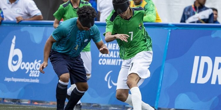 Futebol de Cegos - Brasil X Argentina - Jogos Parapanamericanos de Jovens Bogotá 2023, no Estadio Compensar, em Bogotá, na Colômbia. Foto: Alessandra Cabral/CPB Futebol de Cegos - Brasil X Argentina - Jogos Parapanamericanos de Jovens Bogotá 2023, no Estadio Compensar, em Bogotá, na Colômbia. Foto: Alessandra Cabral/CPB
