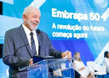 Presidente Lula durante evento que marca o aniversário de 51 anos da Embrapa, nesta quinta-feira (25), em Brasília - Foto: Ricardo Stuckert / PR