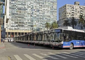 Los autobuses eléctricos chinos llegan a Montevideo, Uruguay (imagem: Presidencia de la República Oriental del Uruguay)