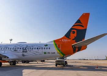 Detalhes da pintura comemorativa aos 150 anos de Santos Dumont

(Divulgação GOL/ @alisson.aviation)