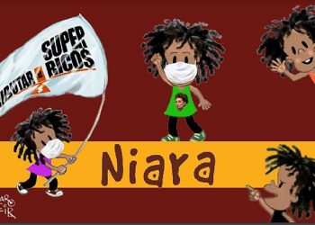 As tirinhas da Niara, a mascote da campanha Tributar os Super-Ricos, completaram um ano de publicação semanal e ganharam uma versão impressa - Reprodução