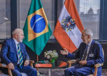 Lula e o presidente da Áustria, Alexander Van der Bellen, durante reunião bilateral em Nova York. Foto: Ricardo Stuckert / PR