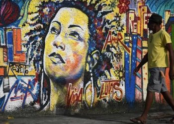 Mural no Rio homenageia Marielle Franco, vereadora assassinada em março de 2018. Foto: Carl de Souza/AFP