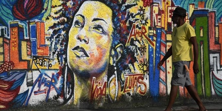 Mural no Rio homenageia Marielle Franco, vereadora assassinada em março de 2018. Foto: Carl de Souza/AFP