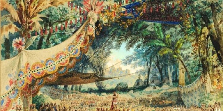 Aquarela para cenário da ópera O Guarani, de Antonio Carlos Gomes. Imagem: Teatro alla Scala/Carlo Ferrario Aquarela para cenário da ópera O Guarani, de Antonio Carlos Gomes. Imagem: Teatro alla Scala/Carlo Ferrario