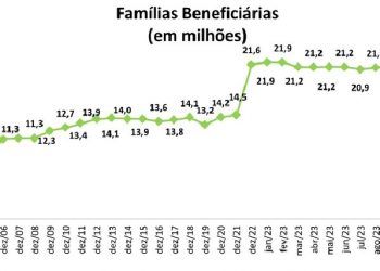 Evolução do número de famílias atendidas ao longo dos anos. Fonte: MDS