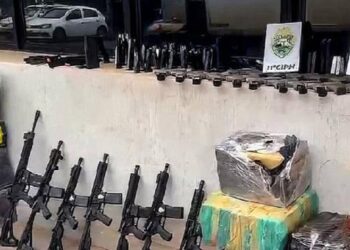 As armas e as drogas estavam dentro de um caminhão frigorífico