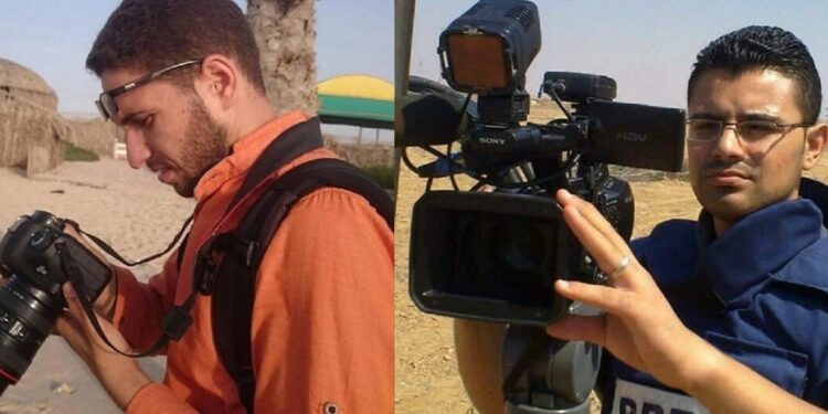 Hossam Al-Adlouni, sua esposa e filhos foram mortos em ataque israelense em Jan Younis. Fadi Khalifa, o segundo jornalista assassinado em horas, em Al-Zaitoun, Gaza. Hossam Al-Adlouni, sua esposa e filhos foram mortos em ataque israelense em Jan Younis. Fadi Khalifa, o segundo jornalista assassinado em horas, em Al-Zaitoun, Gaza.