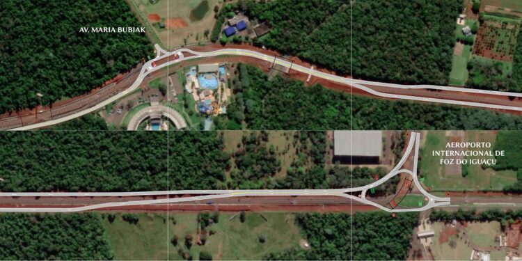 Nova via marginal fica entre interseção da Av. Maria Bubiak e o aeroporto internacional. Foto: DER-PR Nova via marginal fica entre interseção da Av. Maria Bubiak e o aeroporto internacional. Foto: DER-PR