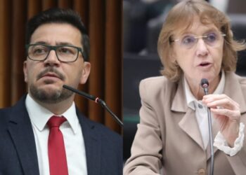 Os deputados estaduais Arilson Chiorato e Luciana Rafagnin, ambos do PT.
Créditos: Alep.