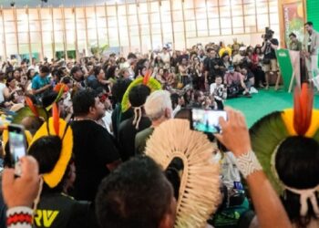 Ministra Sonia Guajajara anuncia avanço na demarcação de terras indígenas, durante a COP30, em novembro. Foto: Divulgação/Leo Otero