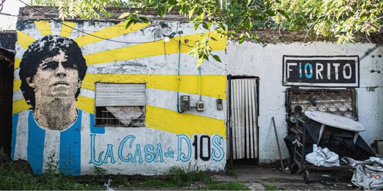 • Manuel A residência em Villa Fiorito foi declarada patrimônio histórico nacional em 2021. Cortina/SOPA Images/LightRocket via Getty Images • Manuel A residência em Villa Fiorito foi declarada patrimônio histórico nacional em 2021. Cortina/SOPA Images/LightRocket via Getty Images