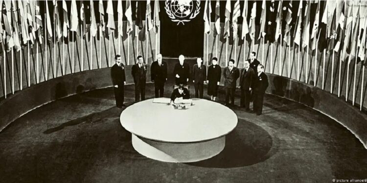 Lançamento da Carta das Nações Unidas de 1945, em São Francisco Foto: Picture Alliance/Dpa/Akg/Images